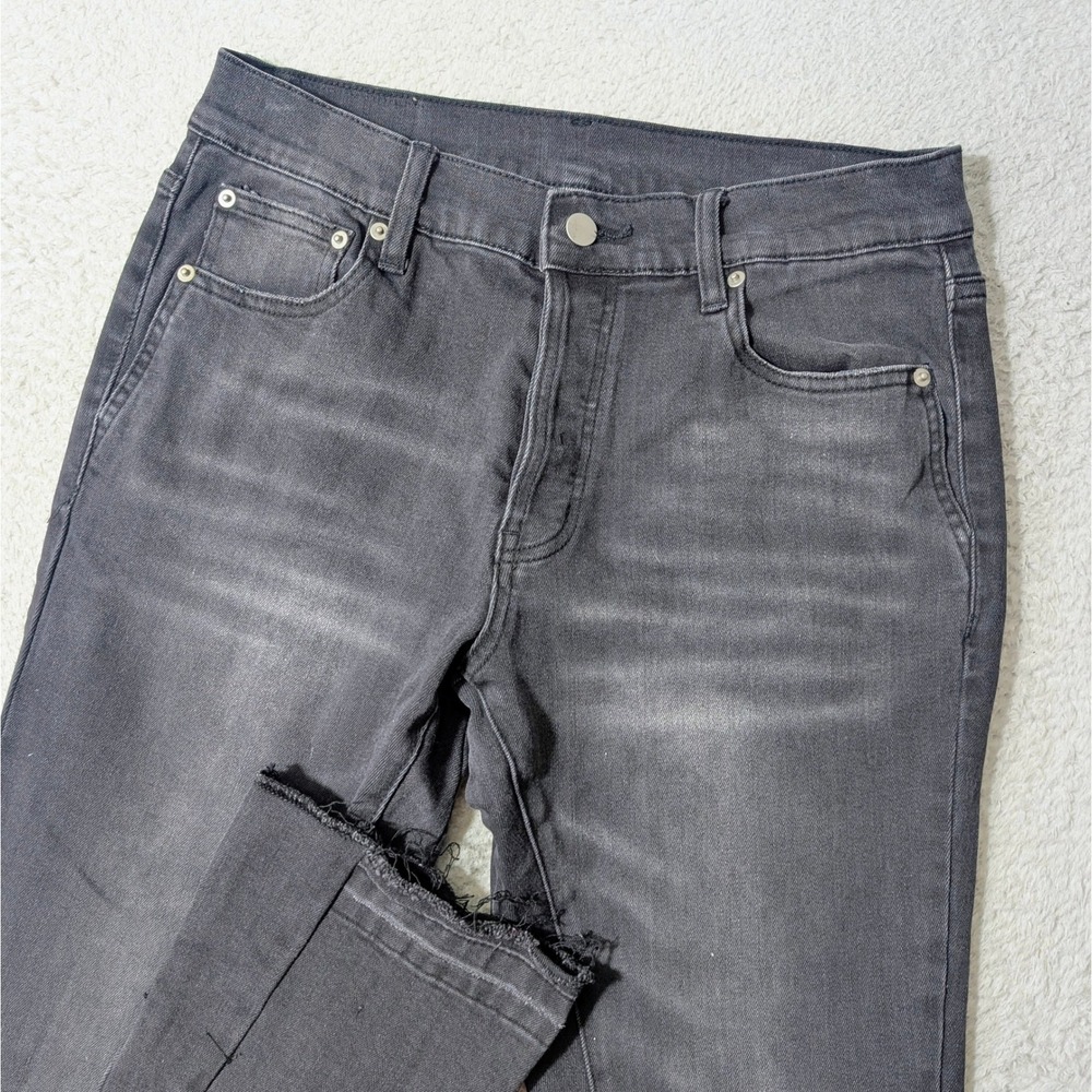 mnml Jeans Mens 30/35" Black‎ Frayed Hem Stretch Slim Fit Denim